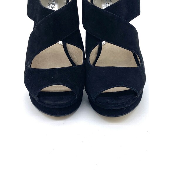 Michael Kors Women's Black Elena Suede Cross Strap Peep Toe Pumps AF12E Size 9M - Picture 13 of 15